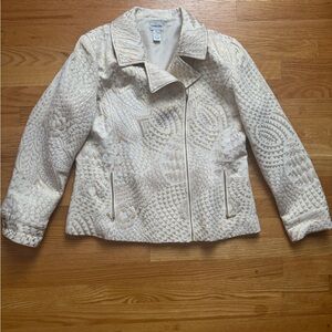 Chico's Elegant Cream Bomber Jacket